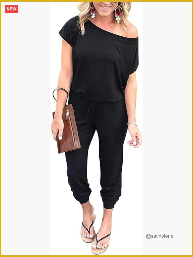 Off Shoulder Jumpsuit Romper Summer Vacation Travel Lounge Outfit